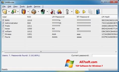 لقطة شاشة SAMInside لنظام التشغيل Windows 7