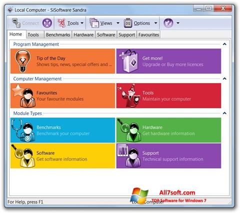 لقطة شاشة SiSoftware Sandra لنظام التشغيل Windows 7