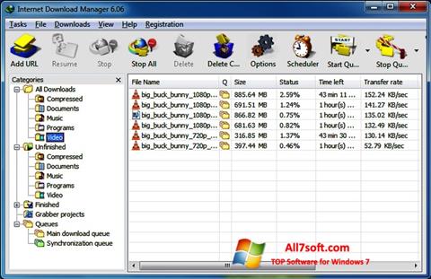 لقطة شاشة Internet Download Manager لنظام التشغيل Windows 7