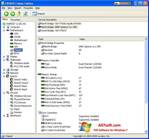 لقطة شاشة EVEREST Home Edition لنظام التشغيل Windows 7