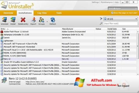 لقطة شاشة Ashampoo UnInstaller لنظام التشغيل Windows 7