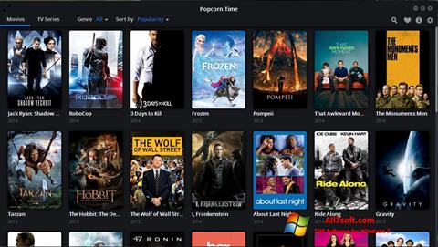 لقطة شاشة Popcorn Time لنظام التشغيل Windows 7