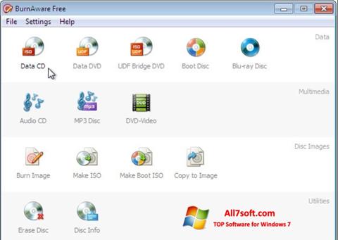 لقطة شاشة BurnAware Free لنظام التشغيل Windows 7