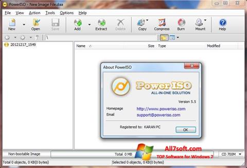 لقطة شاشة PowerISO لنظام التشغيل Windows 7