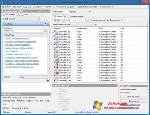 لقطة شاشة ReNamer لنظام التشغيل Windows 7