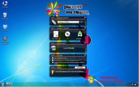 لقطة شاشة LinuxLive USB Creator لنظام التشغيل Windows 7