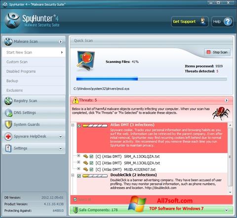 لقطة شاشة SpyHunter لنظام التشغيل Windows 7