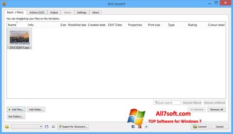 لقطة شاشة XnConvert لنظام التشغيل Windows 7