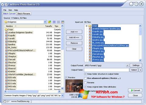 لقطة شاشة FastStone Photo Resizer لنظام التشغيل Windows 7