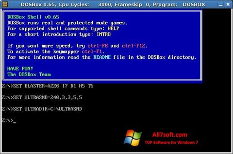 لقطة شاشة DOSBox لنظام التشغيل Windows 7