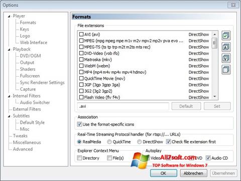لقطة شاشة Combined Community Codec Pack لنظام التشغيل Windows 7