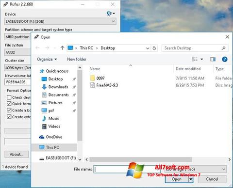 لقطة شاشة Rufus لنظام التشغيل Windows 7