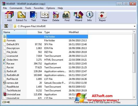 لقطة شاشة WinRAR لنظام التشغيل Windows 7