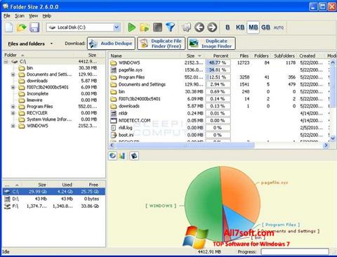لقطة شاشة Folder Size لنظام التشغيل Windows 7