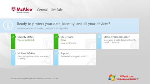 لقطة شاشة McAfee LiveSafe لنظام التشغيل Windows 7