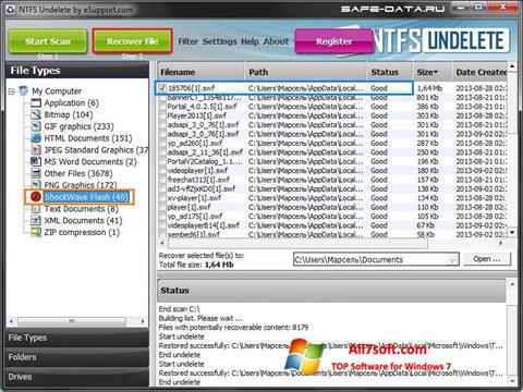 لقطة شاشة NTFS Undelete لنظام التشغيل Windows 7