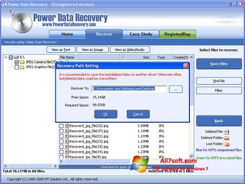 لقطة شاشة Power Data Recovery لنظام التشغيل Windows 7
