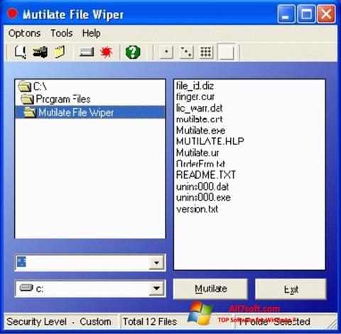 لقطة شاشة Free File Wiper لنظام التشغيل Windows 7