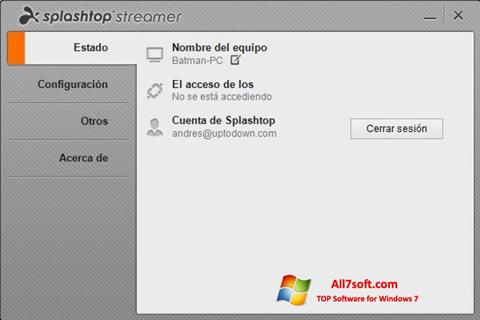 لقطة شاشة Splashtop Streamer لنظام التشغيل Windows 7