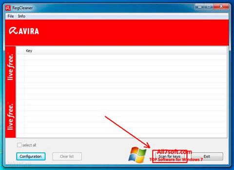 لقطة شاشة Avira Registry Cleaner لنظام التشغيل Windows 7