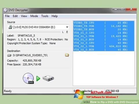 لقطة شاشة DVD Decrypter لنظام التشغيل Windows 7