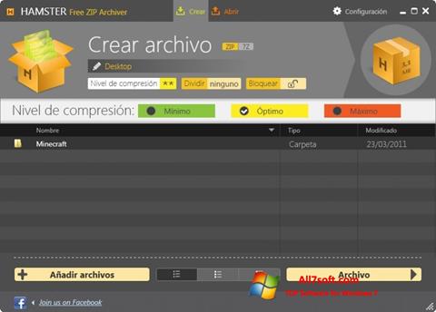 لقطة شاشة Hamster Free ZIP Archiver لنظام التشغيل Windows 7