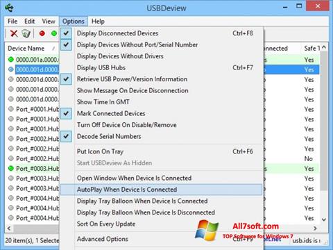 لقطة شاشة USBDeview لنظام التشغيل Windows 7