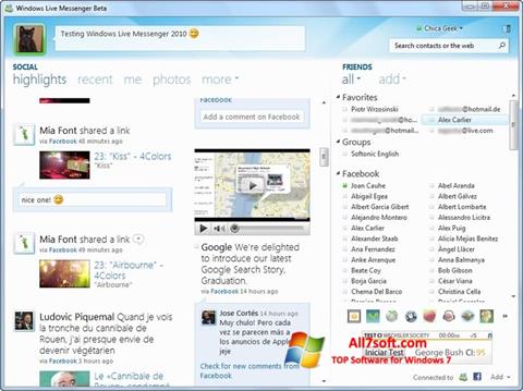 لقطة شاشة Windows Live Messenger لنظام التشغيل Windows 7