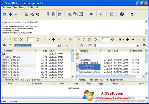 لقطة شاشة Core FTP لنظام التشغيل Windows 7