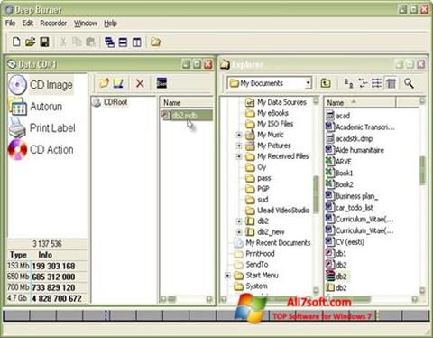 لقطة شاشة DeepBurner لنظام التشغيل Windows 7