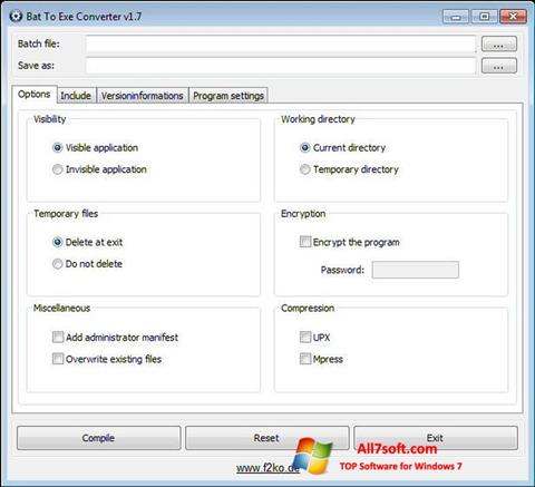 لقطة شاشة Bat To Exe Converter لنظام التشغيل Windows 7