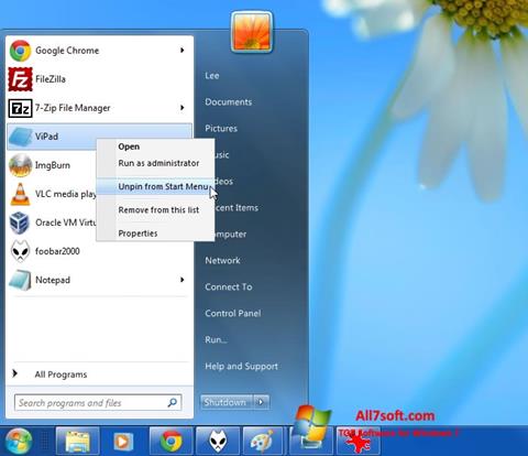 لقطة شاشة ViStart لنظام التشغيل Windows 7