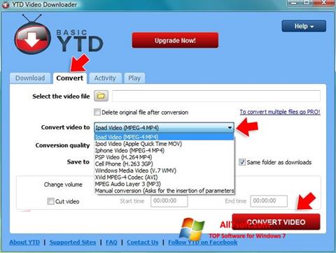 لقطة شاشة YTD Video Downloader لنظام التشغيل Windows 7