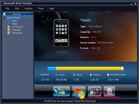 لقطة شاشة iPhone PC Suite لنظام التشغيل Windows 7