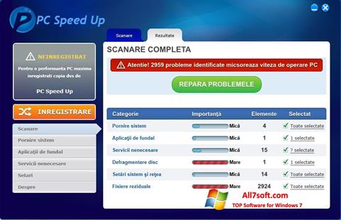 لقطة شاشة PC Speed Up لنظام التشغيل Windows 7