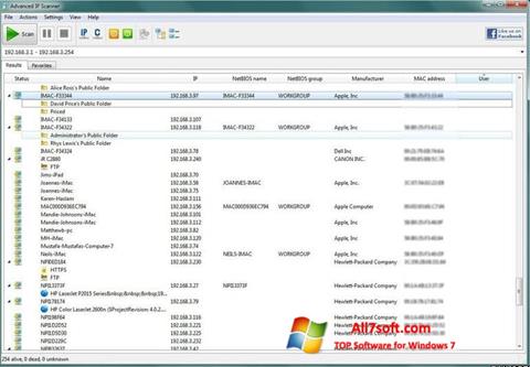لقطة شاشة Advanced IP Scanner لنظام التشغيل Windows 7