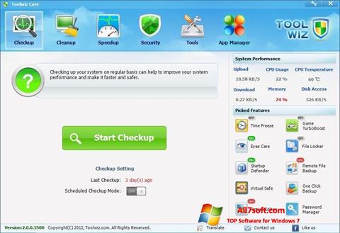 لقطة شاشة Toolwiz Care لنظام التشغيل Windows 7