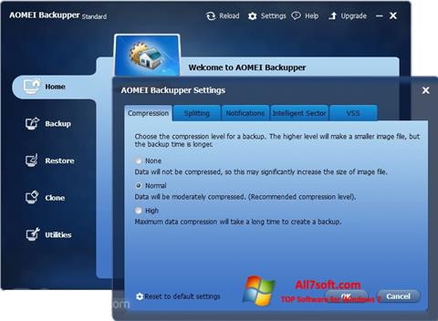 لقطة شاشة AOMEI Backupper لنظام التشغيل Windows 7