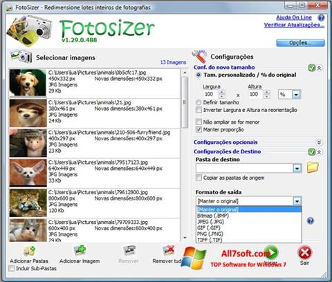 لقطة شاشة Fotosizer لنظام التشغيل Windows 7