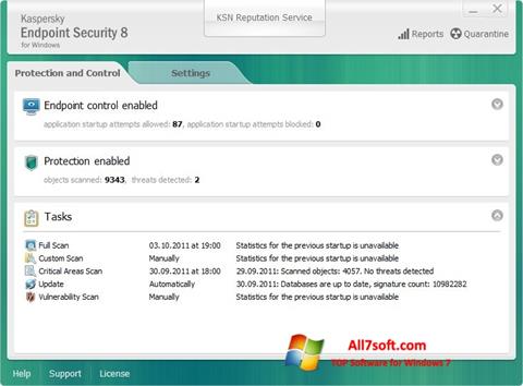 لقطة شاشة Kaspersky Endpoint Security لنظام التشغيل Windows 7
