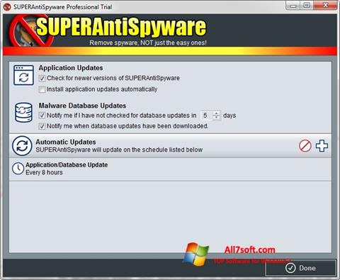 لقطة شاشة SUPERAntiSpyware لنظام التشغيل Windows 7