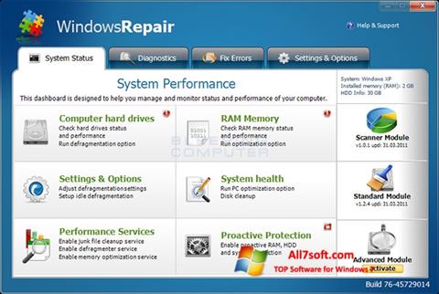 لقطة شاشة Windows Repair لنظام التشغيل Windows 7