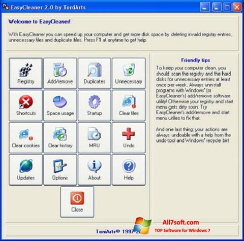 لقطة شاشة EasyCleaner لنظام التشغيل Windows 7