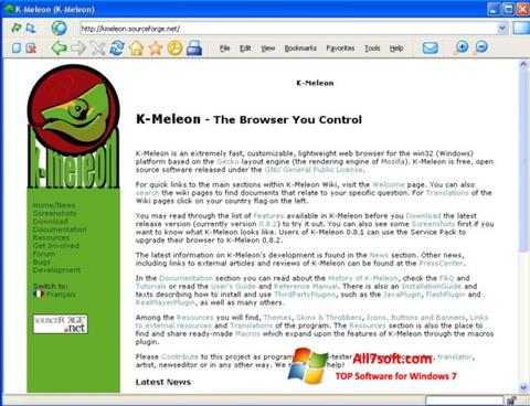 لقطة شاشة K-Meleon لنظام التشغيل Windows 7