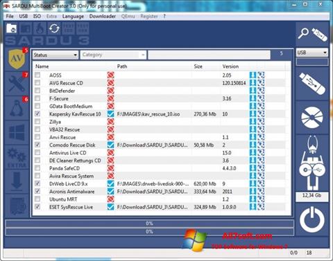 لقطة شاشة SARDU لنظام التشغيل Windows 7