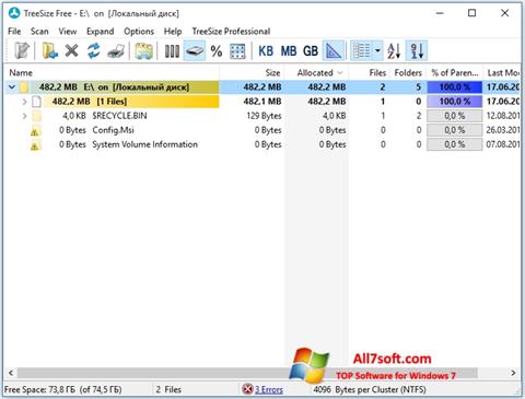 لقطة شاشة TreeSize Free لنظام التشغيل Windows 7