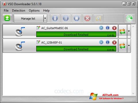 لقطة شاشة VSO Downloader لنظام التشغيل Windows 7