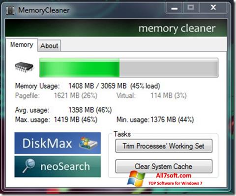لقطة شاشة Memory Cleaner لنظام التشغيل Windows 7