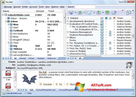 لقطة شاشة The Bat! لنظام التشغيل Windows 7