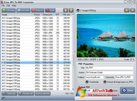 لقطة شاشة Image To PDF Converter لنظام التشغيل Windows 7